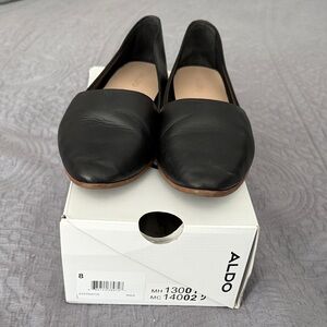 Aldo Black Leather Slip-On Ballet Flats